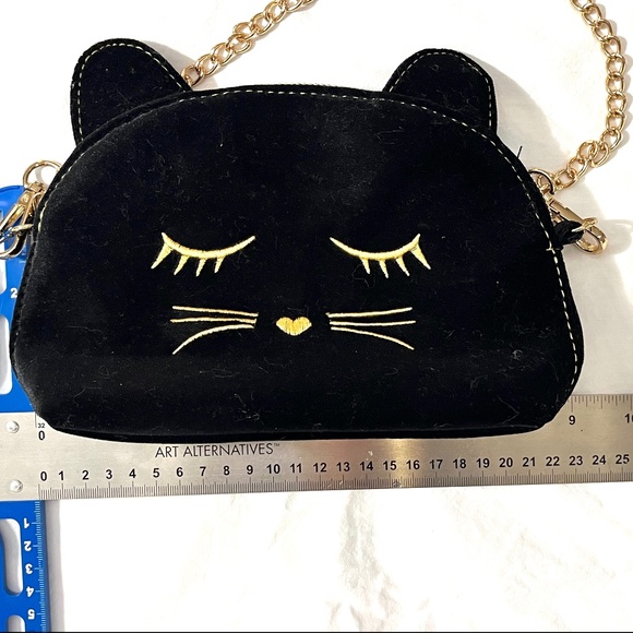 New TodoModa Black Velvet Cat Purse with Removable Chain - Picture 14 of 16